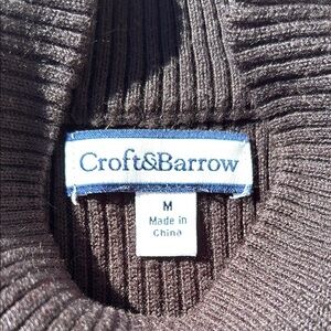 Croft & Barrow Black Ribbed Mock Turtle Collar Sleeveless Sweater Top